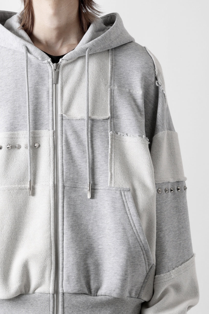 画像をギャラリービューアに読み込む, Feng Chen Wang PANELLED FULL ZIP HOODIE (GREY)