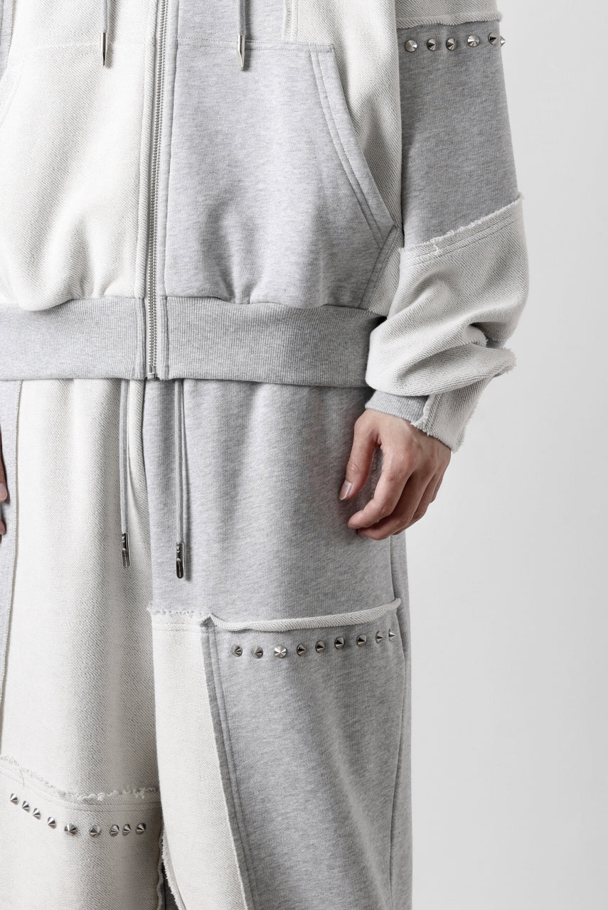 Feng Chen Wang PANELLED FULL ZIP HOODIE (GREY)