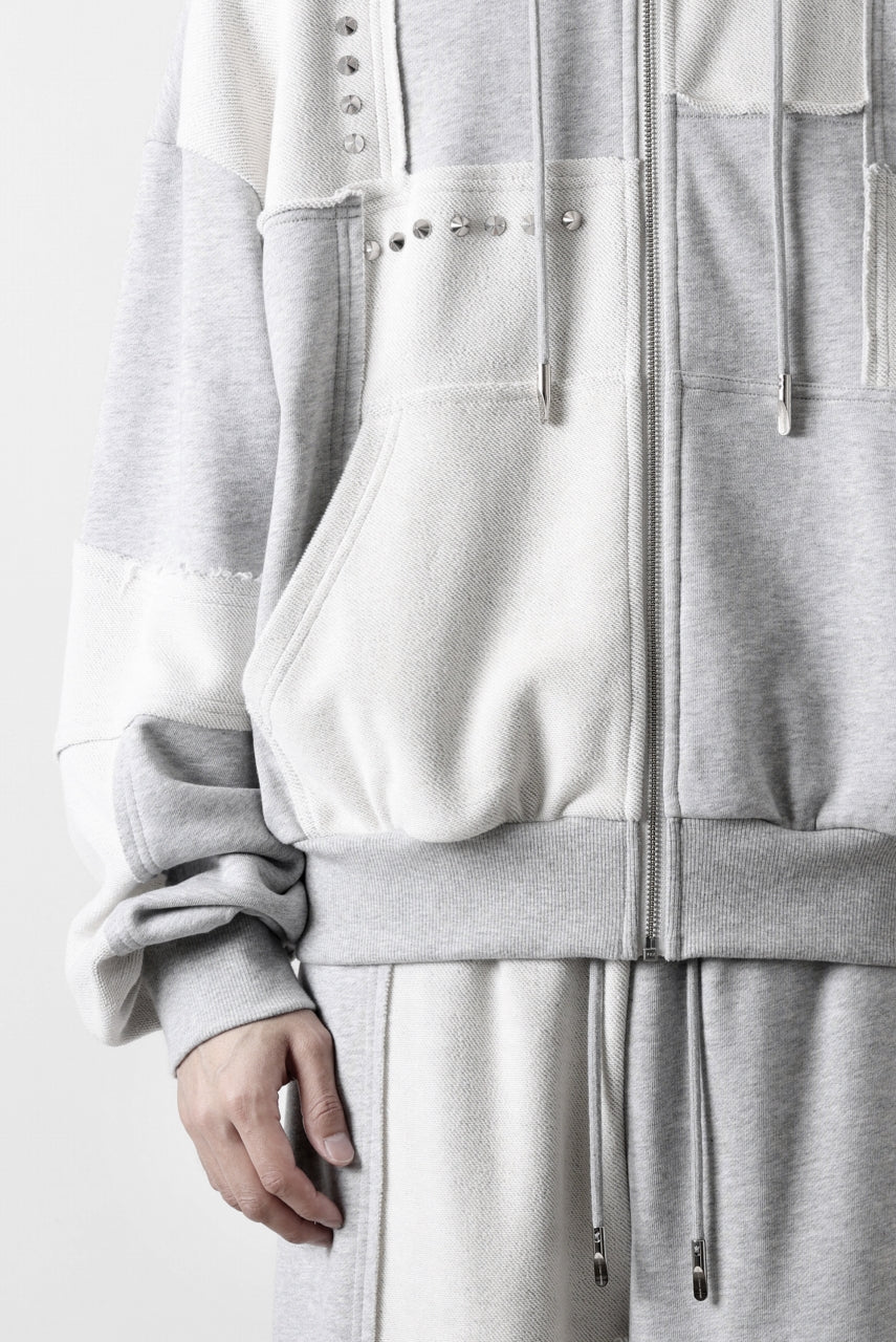 画像をギャラリービューアに読み込む, Feng Chen Wang PANELLED FULL ZIP HOODIE (GREY)