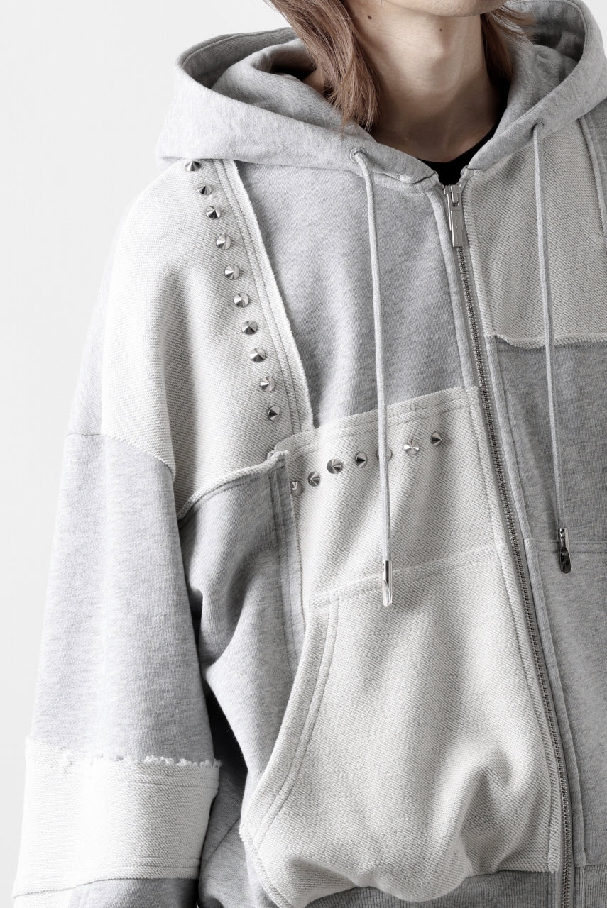 Feng Chen Wang PANELLED FULL ZIP HOODIE (GREY)