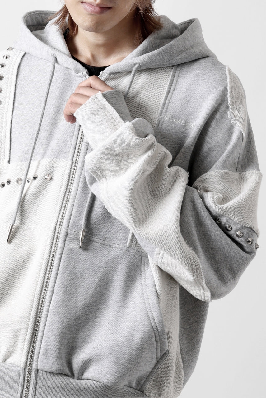 Feng Chen Wang PANELLED FULL ZIP HOODIE (GREY)