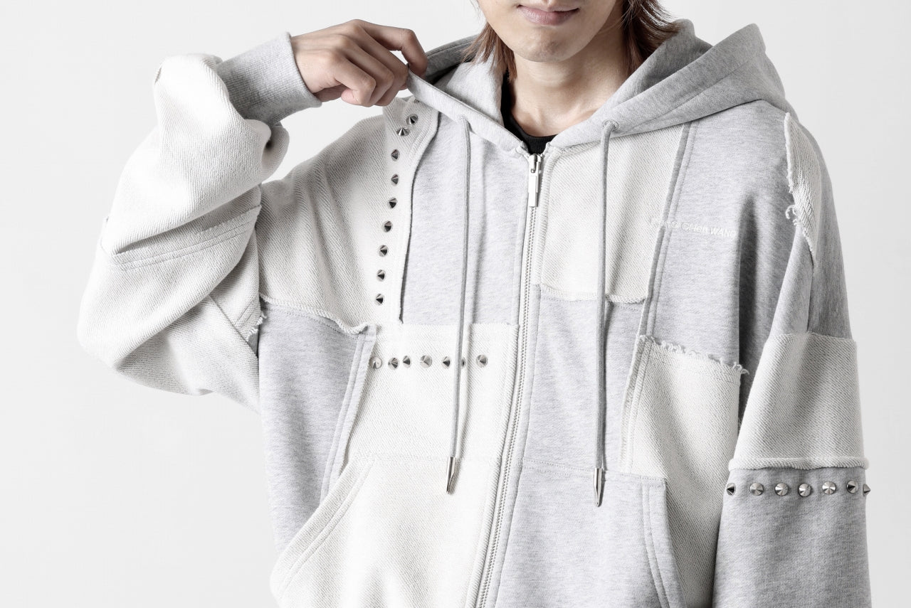 Feng Chen Wang PANELLED FULL ZIP HOODIE (GREY)