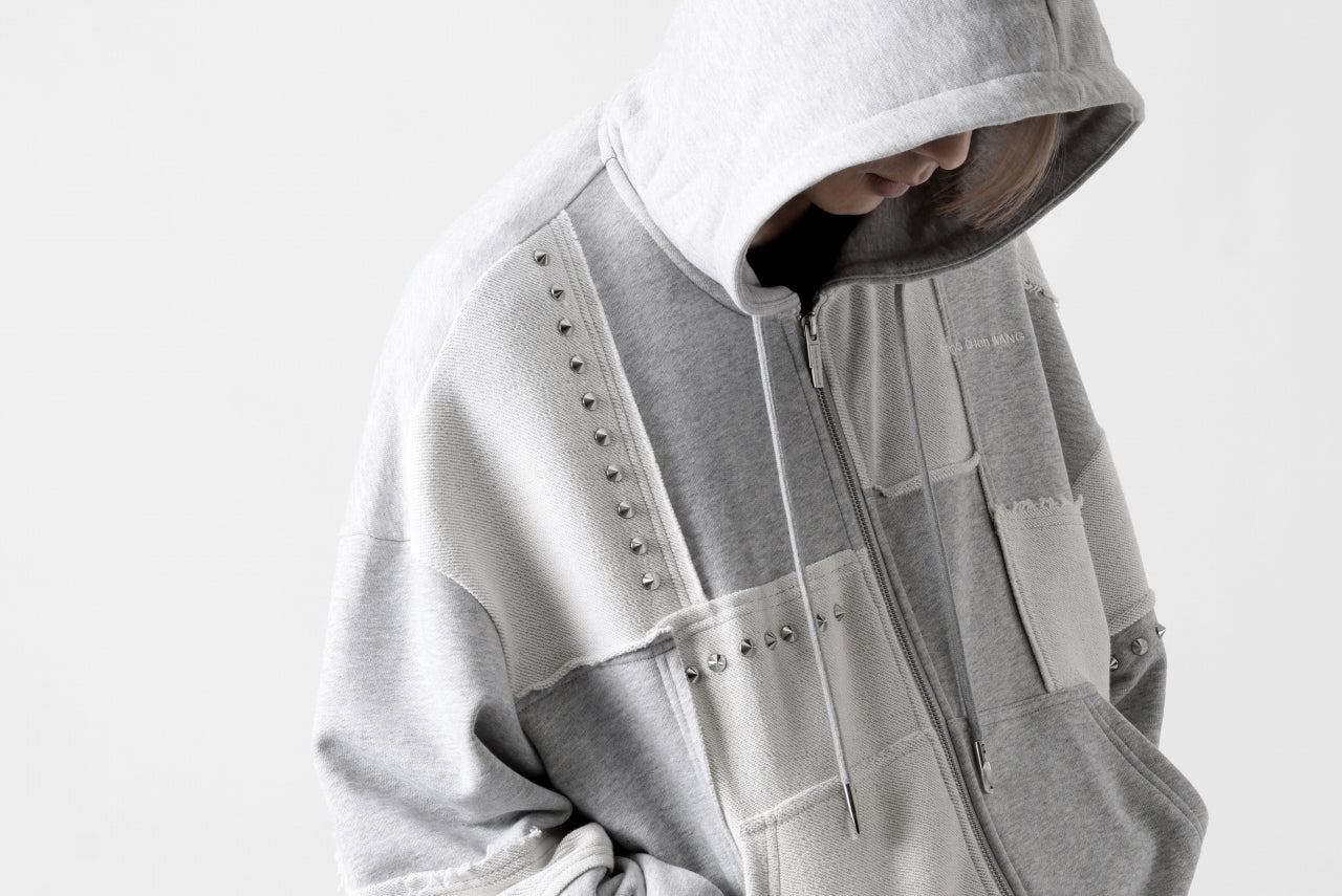 Feng Chen Wang PANELLED FULL ZIP HOODIE (GREY)