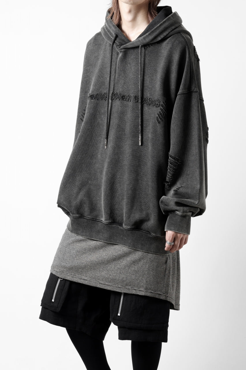 Feng Chen Wang GREY RIPPED JERSY HOODIE (GREY)