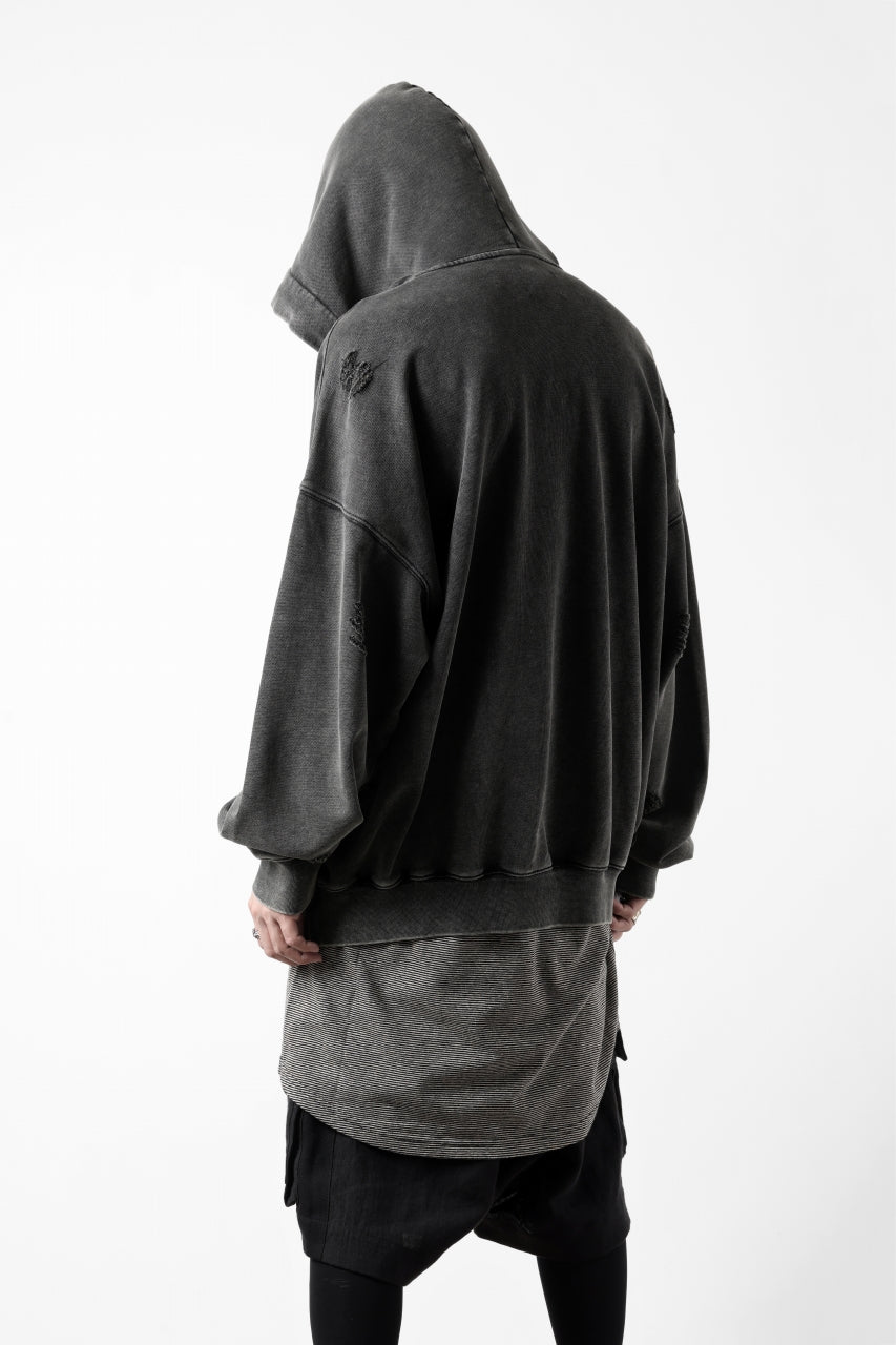 Feng Chen Wang GREY RIPPED JERSY HOODIE (GREY)