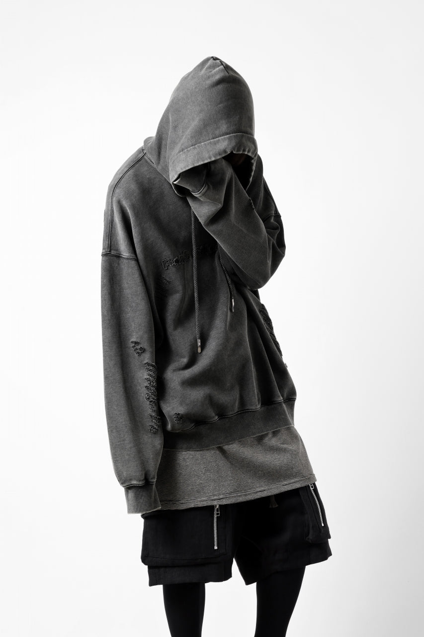 画像をギャラリービューアに読み込む, Feng Chen Wang GREY RIPPED JERSY HOODIE (GREY)