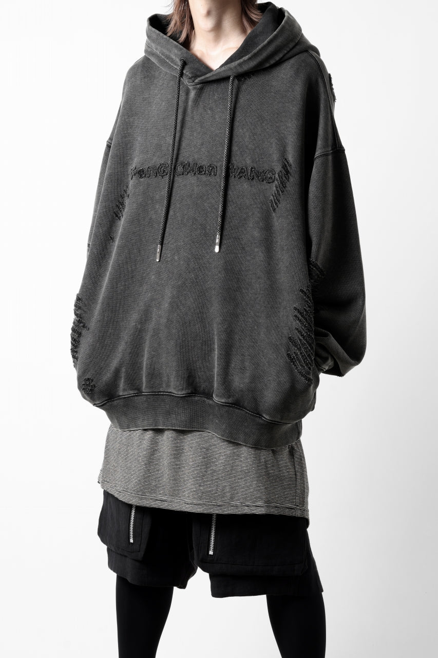 Feng Chen Wang GREY RIPPED JERSY HOODIE (GREY)