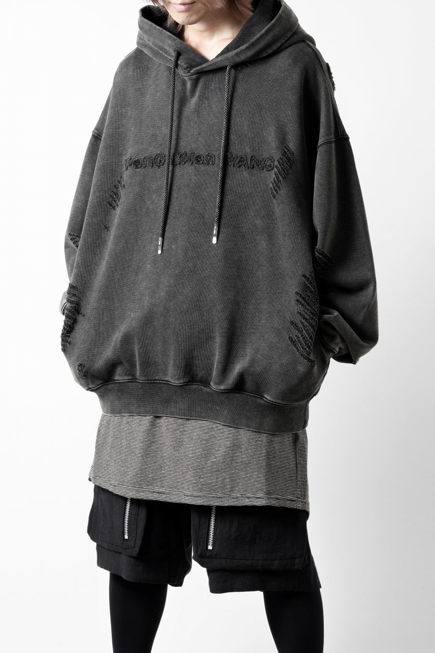 Feng Chen Wang GREY RIPPED JERSY HOODIE (GREY)