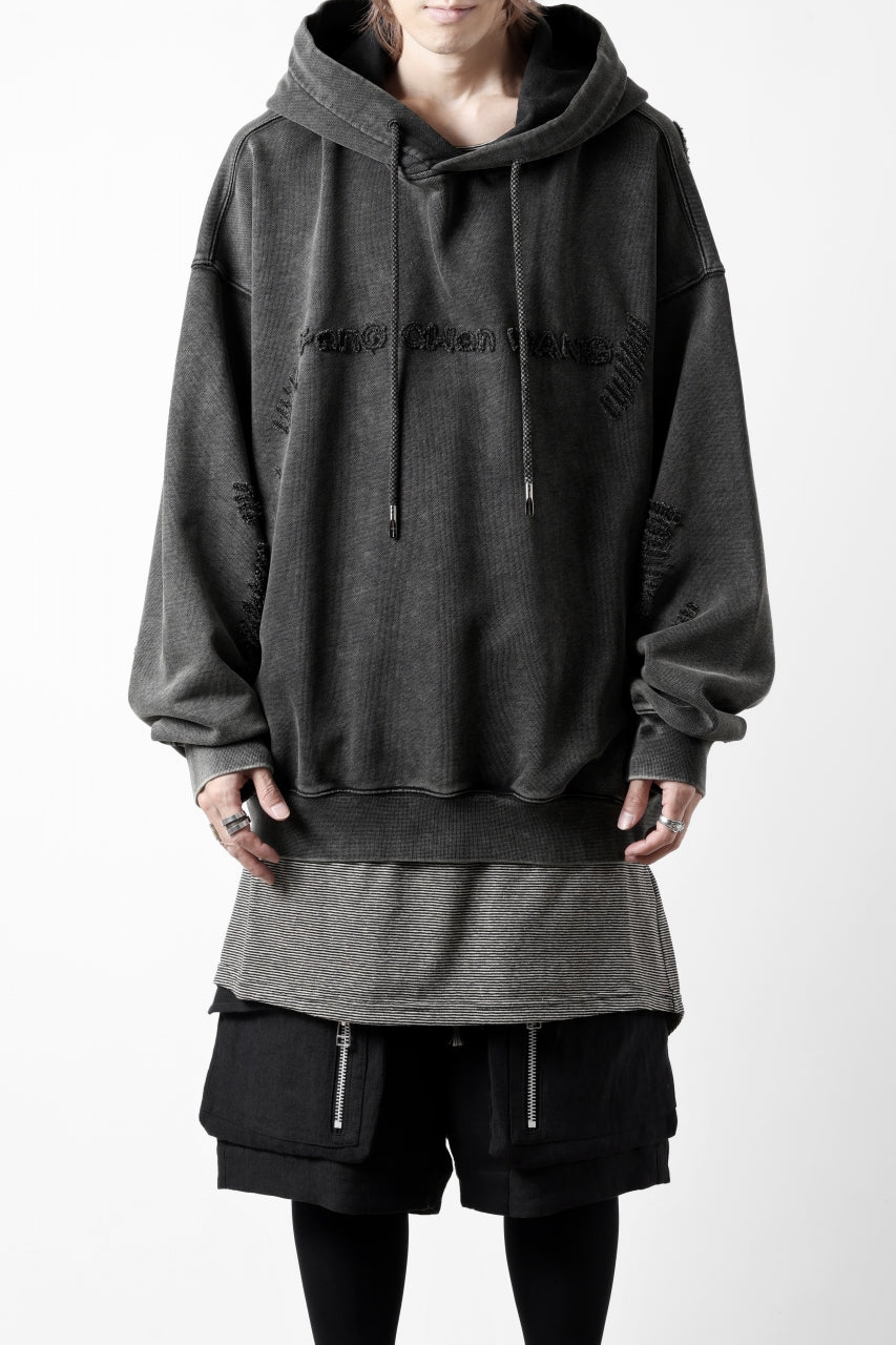 Feng Chen Wang GREY RIPPED JERSY HOODIE (GREY)