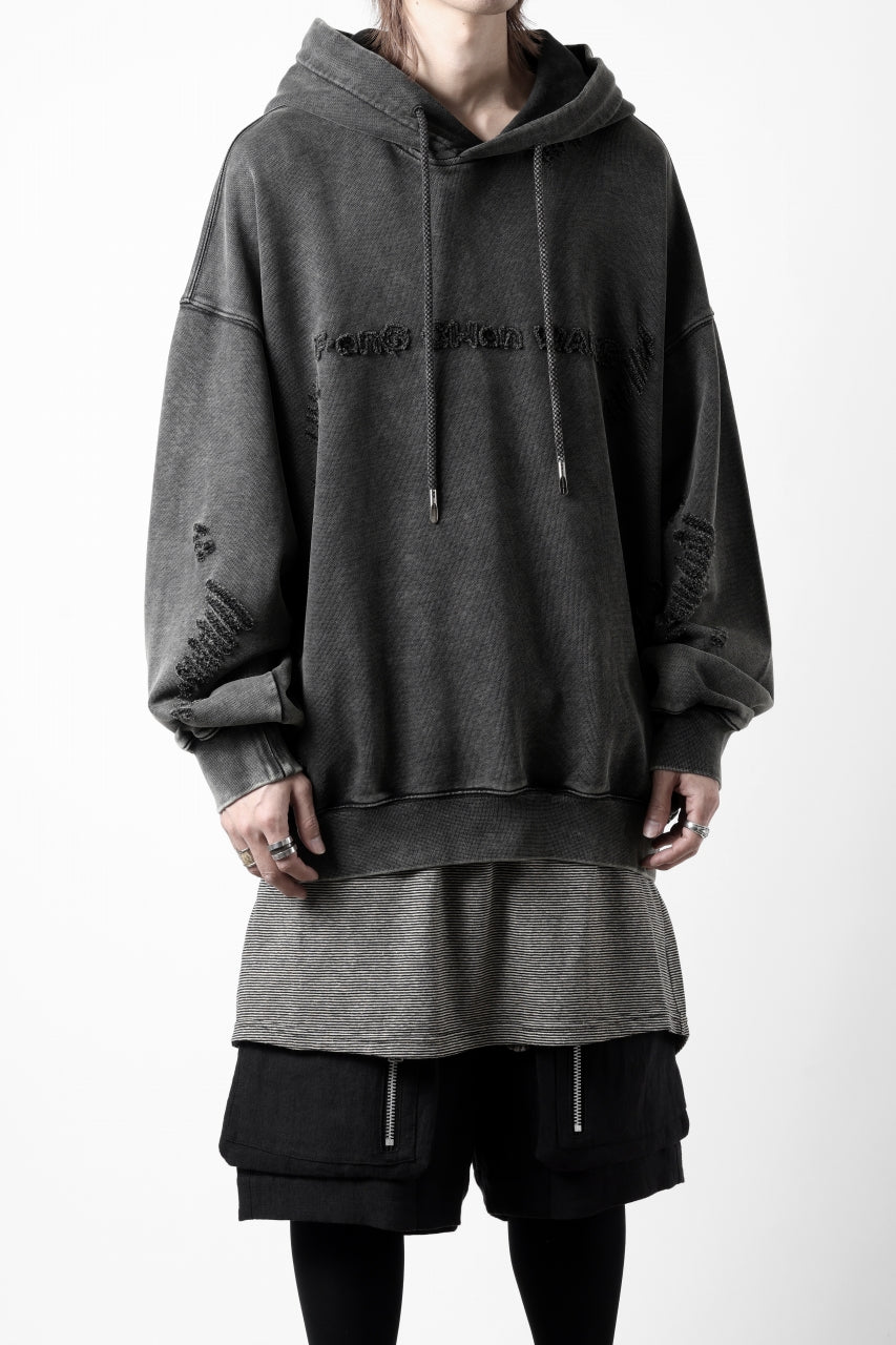 Feng Chen Wang GREY RIPPED JERSY HOODIE (GREY)