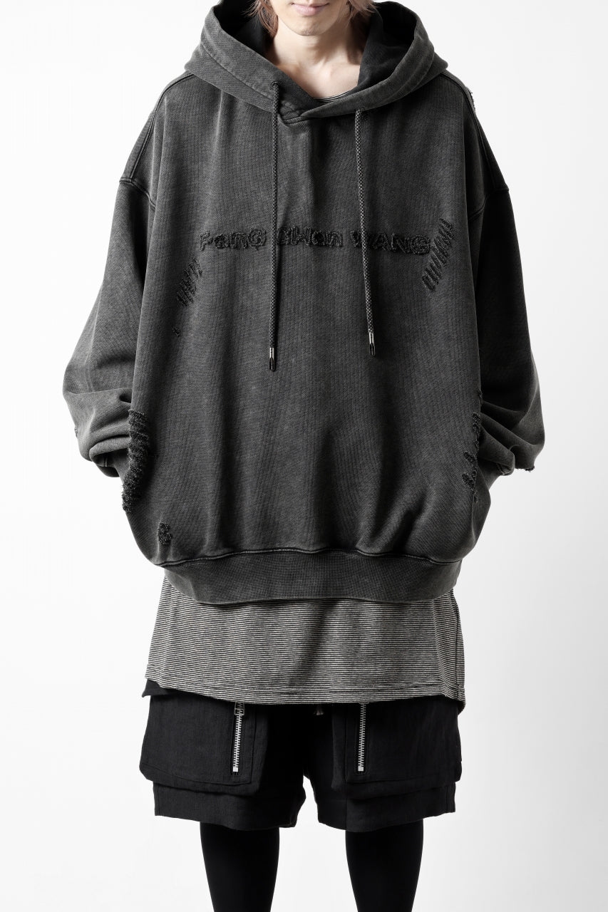 Feng Chen Wang GREY RIPPED JERSY HOODIE (GREY)