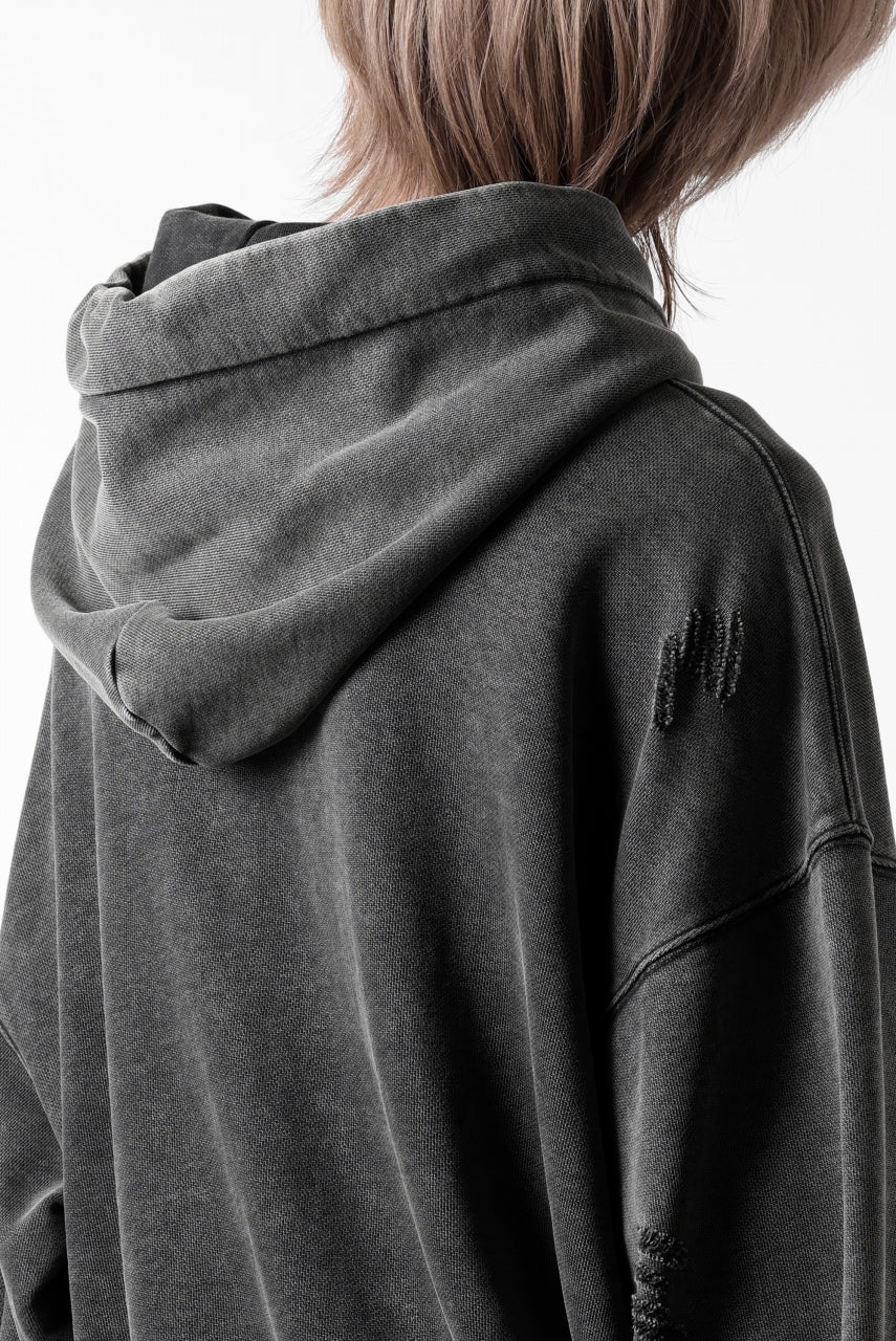 Feng Chen Wang GREY RIPPED JERSY HOODIE (GREY)