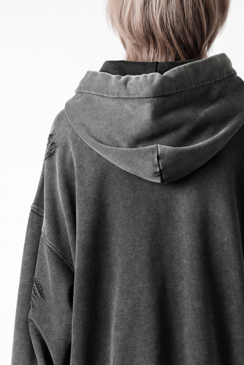 Feng Chen Wang GREY RIPPED JERSY HOODIE (GREY)