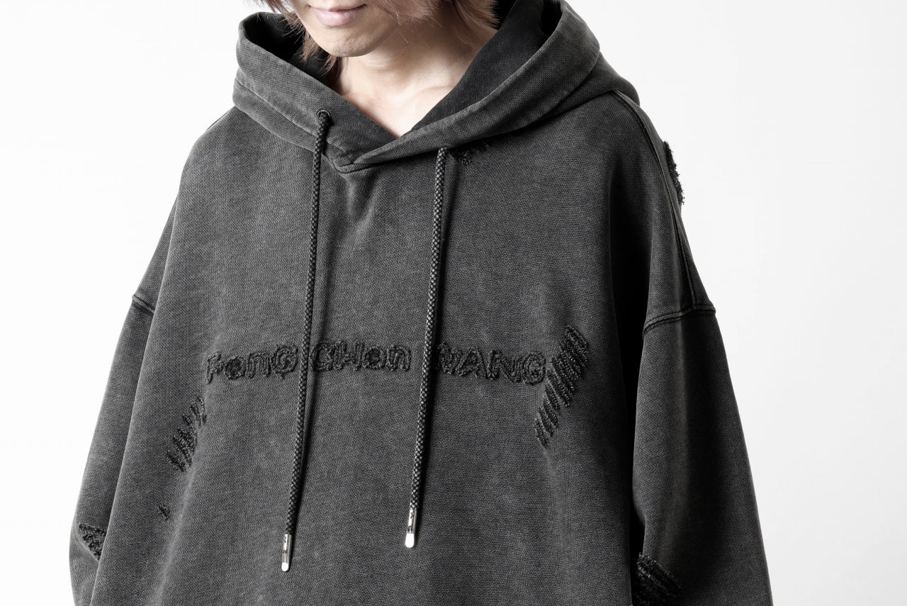 Feng Chen Wang GREY RIPPED JERSY HOODIE (GREY)