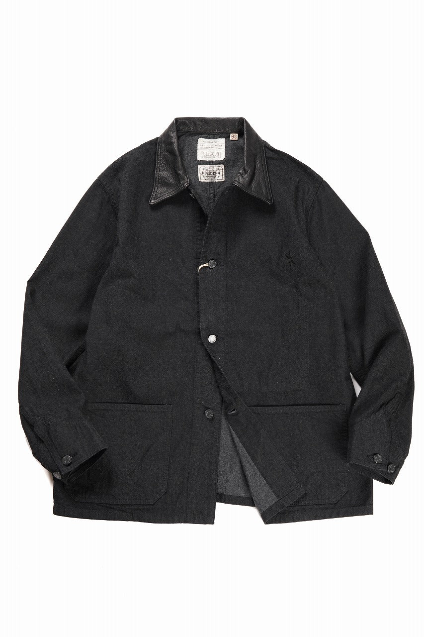 Load image into Gallery viewer, FULLCOUNT x GDC GFC2001 Leather Collar Denim Chore Jacket (BLACK)