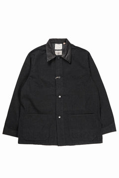Load image into Gallery viewer, FULLCOUNT x GDC GFC2001 Leather Collar Denim Chore Jacket (BLACK)