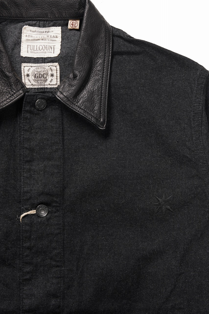 Load image into Gallery viewer, FULLCOUNT x GDC GFC2001 Leather Collar Denim Chore Jacket (BLACK)