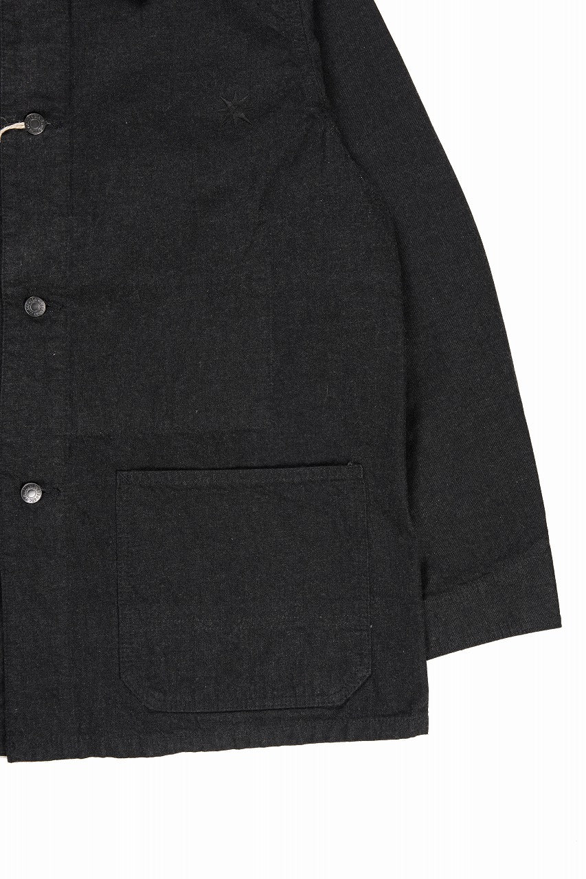 Load image into Gallery viewer, FULLCOUNT x GDC GFC2001 Leather Collar Denim Chore Jacket (BLACK)