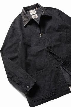 Load image into Gallery viewer, FULLCOUNT x GDC GFC2001 Leather Collar Denim Chore Jacket (BLACK)