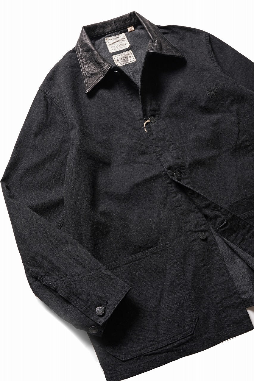 Load image into Gallery viewer, FULLCOUNT x GDC GFC2001 Leather Collar Denim Chore Jacket (BLACK)