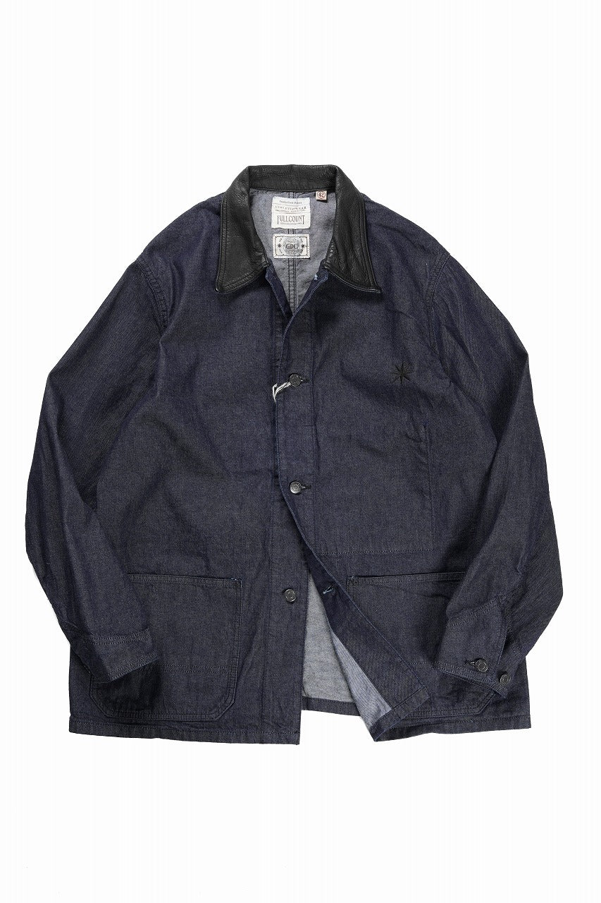 Load image into Gallery viewer, FULLCOUNT x GDC GFC2001 Leather Collar Denim Chore Jacket (INDIGO)
