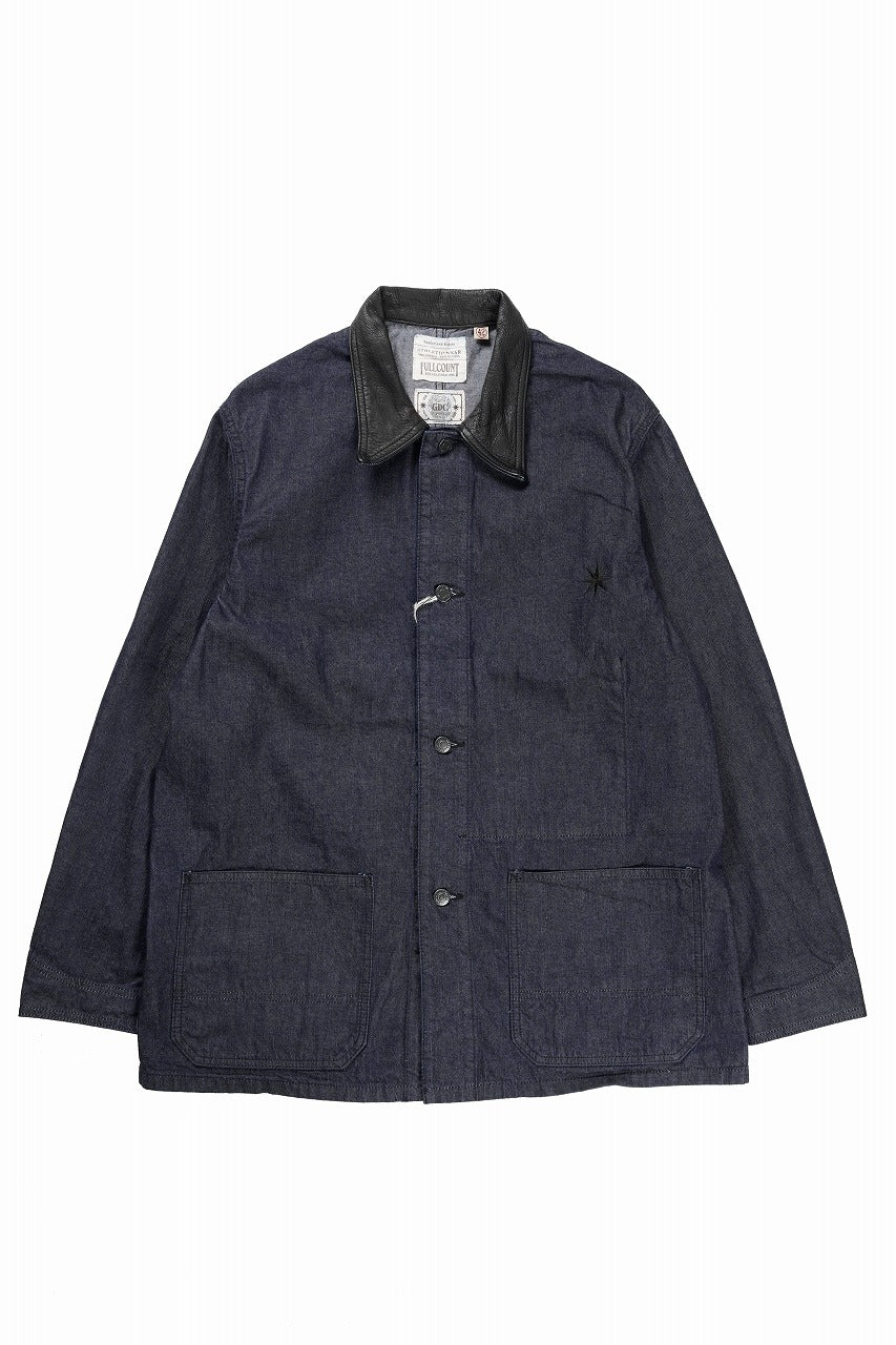 Load image into Gallery viewer, FULLCOUNT x GDC GFC2001 Leather Collar Denim Chore Jacket (INDIGO)
