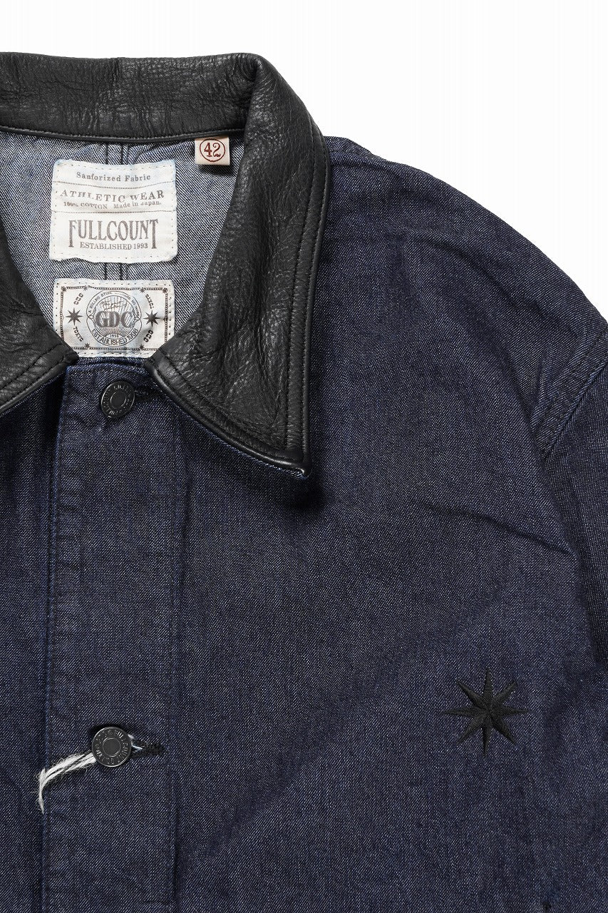 Load image into Gallery viewer, FULLCOUNT x GDC GFC2001 Leather Collar Denim Chore Jacket (INDIGO)