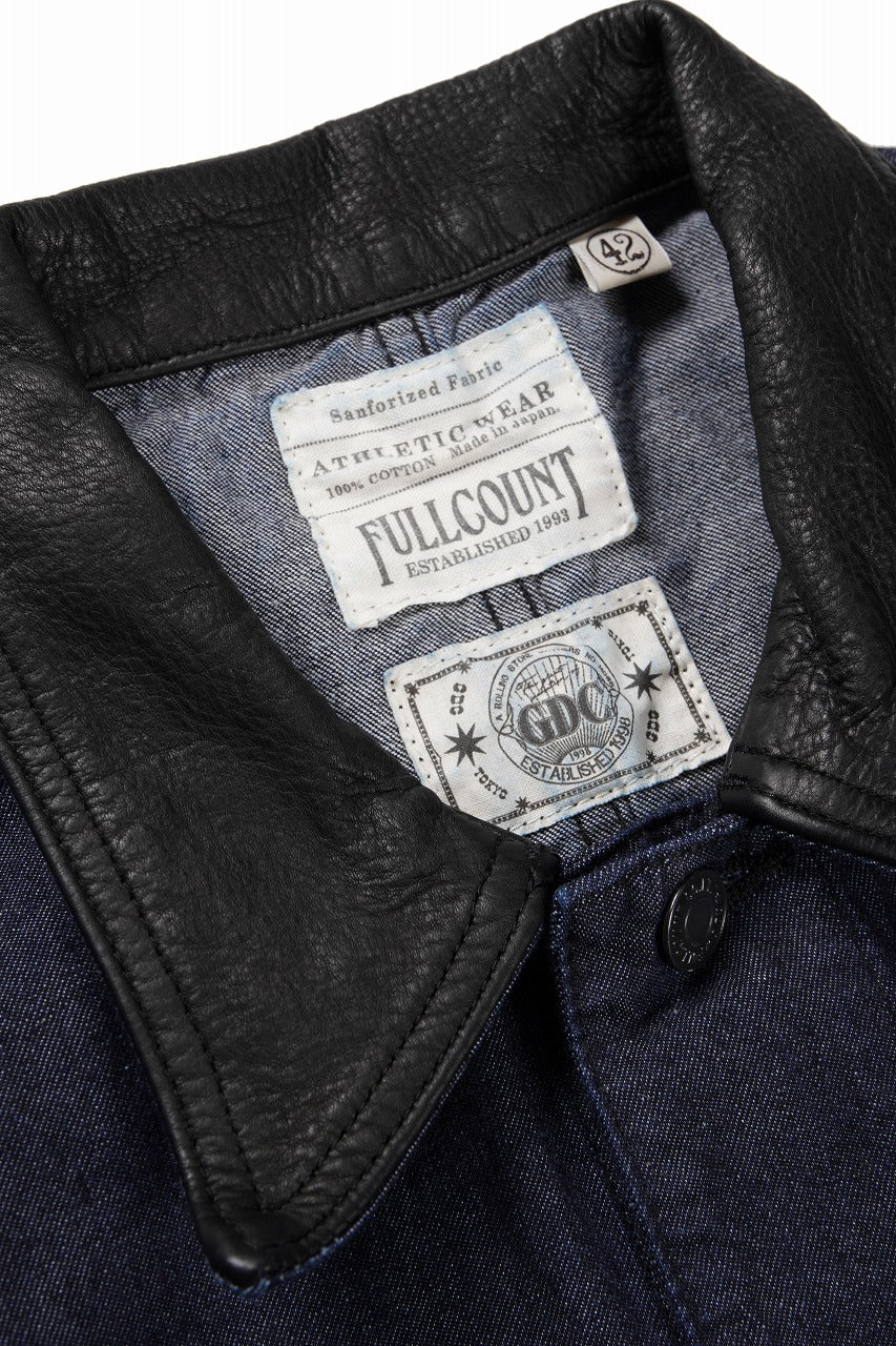 Load image into Gallery viewer, FULLCOUNT x GDC GFC2001 Leather Collar Denim Chore Jacket (INDIGO)