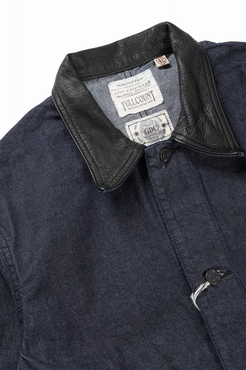 Load image into Gallery viewer, FULLCOUNT x GDC GFC2001 Leather Collar Denim Chore Jacket (INDIGO)