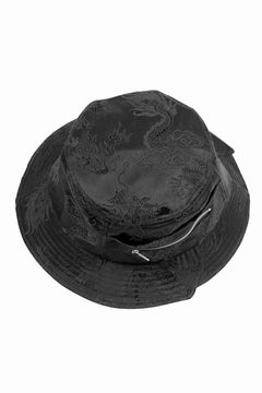 Load image into Gallery viewer, Feng Chen Wang BLACK DRAGON PATTERN SATIN BUCKET HAT (BLACK)