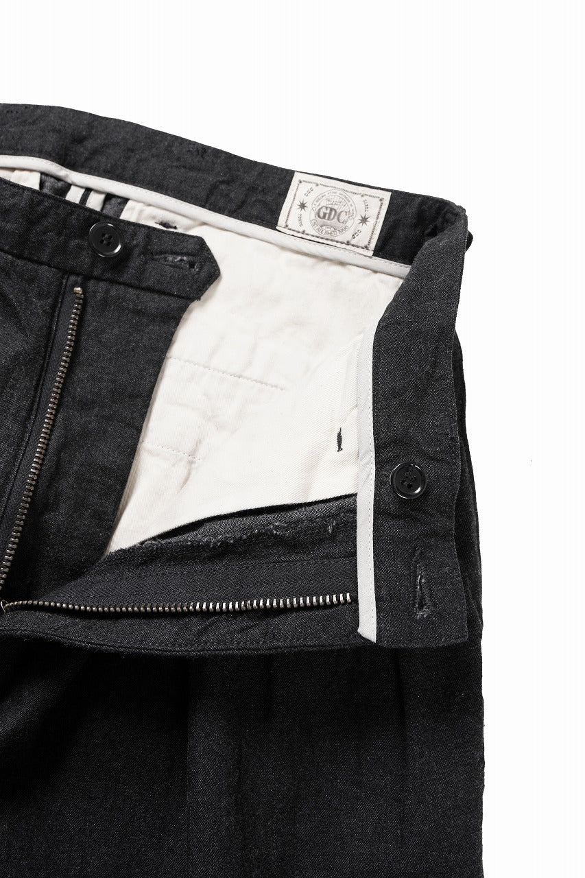 Load image into Gallery viewer, FULLCOUNT x GDC GFC1001 Big Denim Tuck Trousers (BLACK)