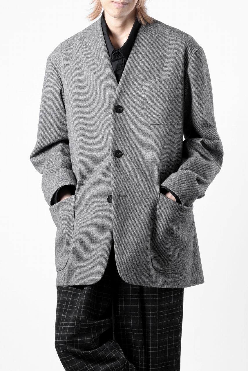 画像をギャラリービューアに読み込む, th products Collarless Jacket / active setter tweed knit (gray)