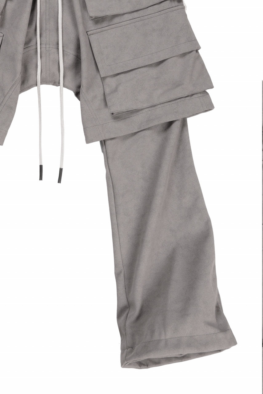 A.F ARTEFACT LAYERED BOOTS CUT PANTS / SYNTHETIC SUEDE LEATHER (GREY)