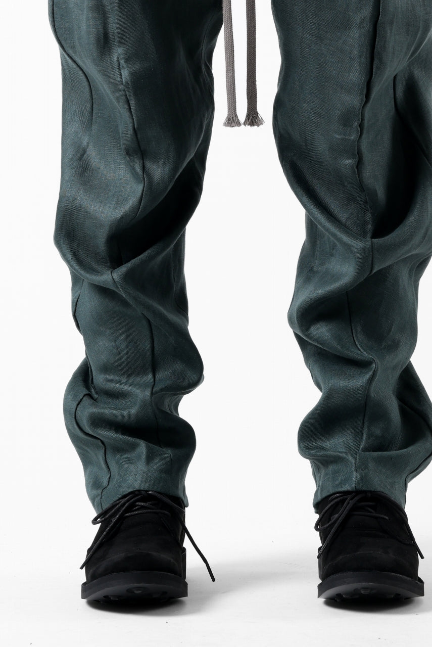 A.F ARTEFACT CARVED LONG PANTS / LINEN TWILL (GREEN)