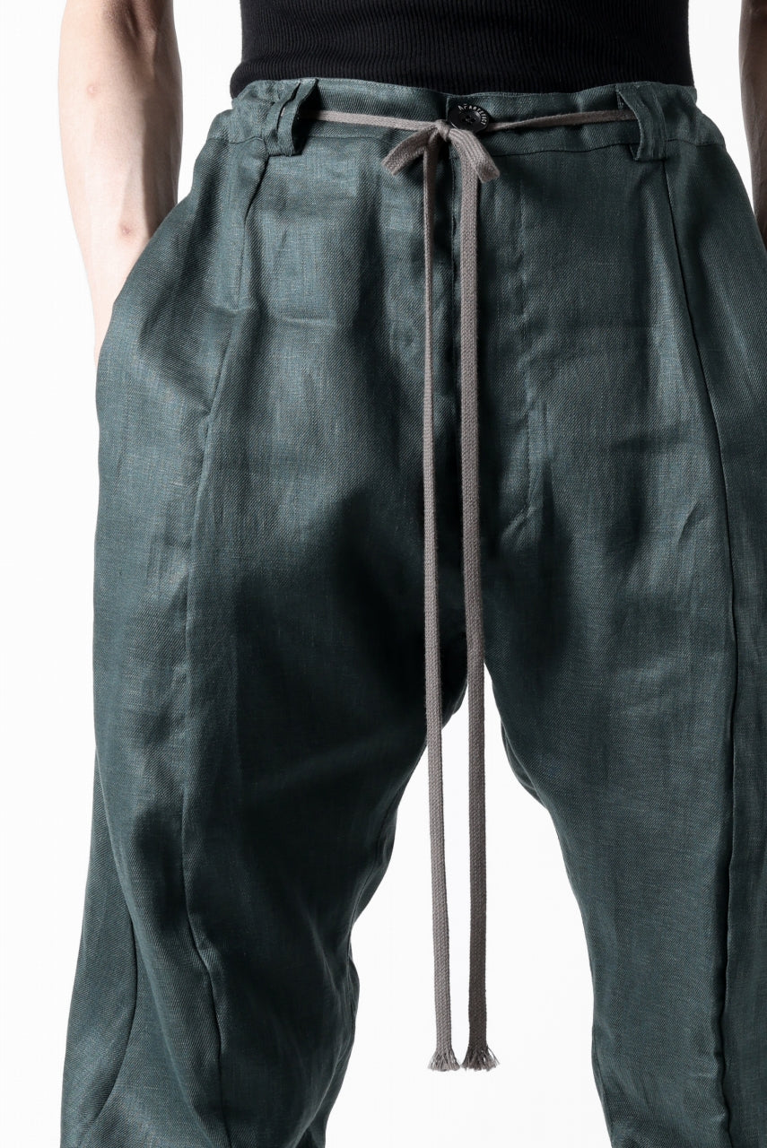 A.F ARTEFACT CARVED LONG PANTS / LINEN TWILL (GREEN)