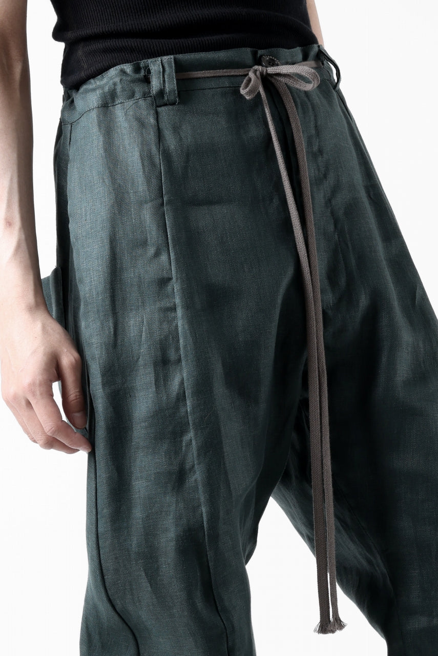 A.F ARTEFACT CARVED LONG PANTS / LINEN TWILL (GREEN)