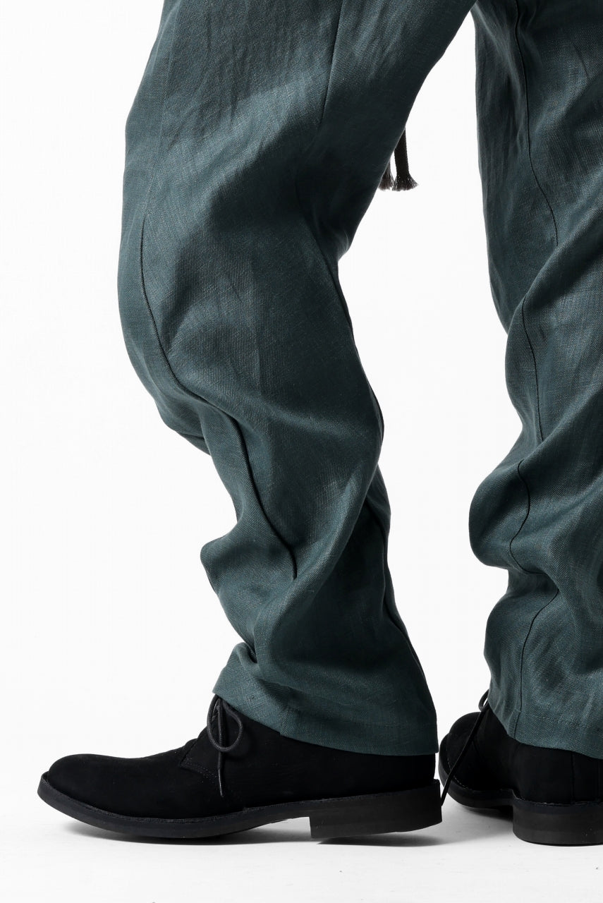 A.F ARTEFACT CARVED LONG PANTS / LINEN TWILL (GREEN)