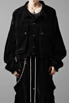 画像をギャラリービューアに読み込む, A.F ARTEFACT BIG POCKET SHORT BLOUSON / WASHER VELOR (BLACK)