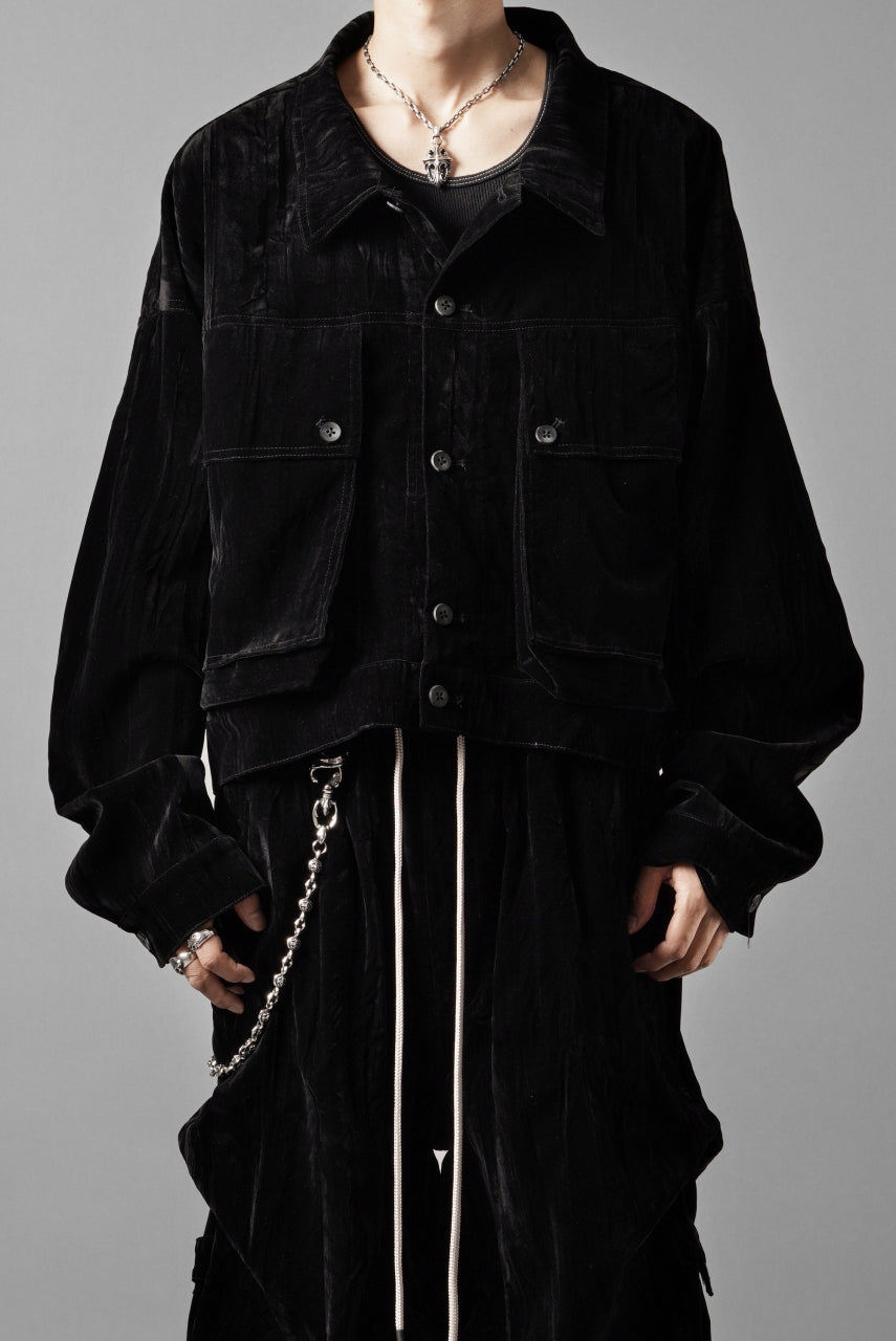 画像をギャラリービューアに読み込む, A.F ARTEFACT BIG POCKET SHORT BLOUSON / WASHER VELOR (BLACK)