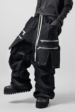 Load image into Gallery viewer, A.F ARTEFACT MULTI FLAP WIDE PANTS / WILD VEGAN LEATHER (BLACK)