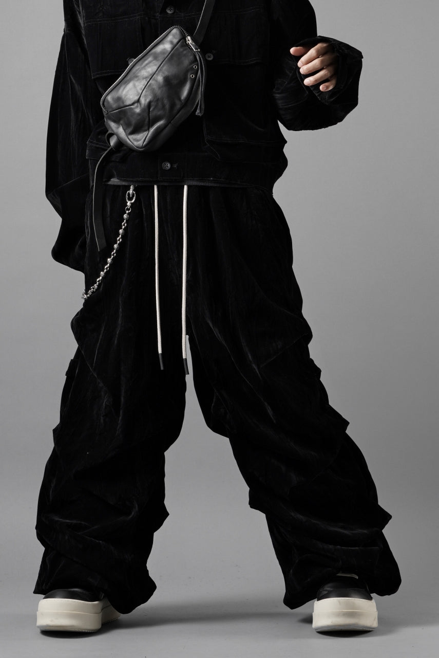 画像をギャラリービューアに読み込む, A.F ARTEFACT WASHER VELOR TUCK WIDE PANTS (BLACK)