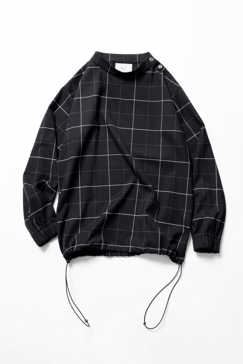 N/07 exclusive MOCK NECK PULLOVER / WINDOWPANE CHECK TR TWILL (BLACK)