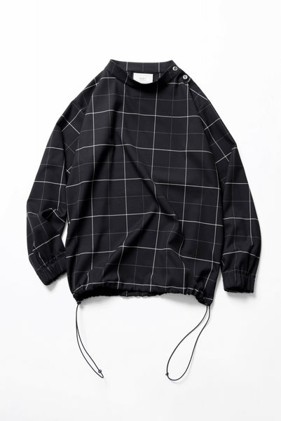 N/07 exclusive MOCK NECK PULLOVER SHIRT / WINDOWPANE CHECK TR TWILL (BLACK)