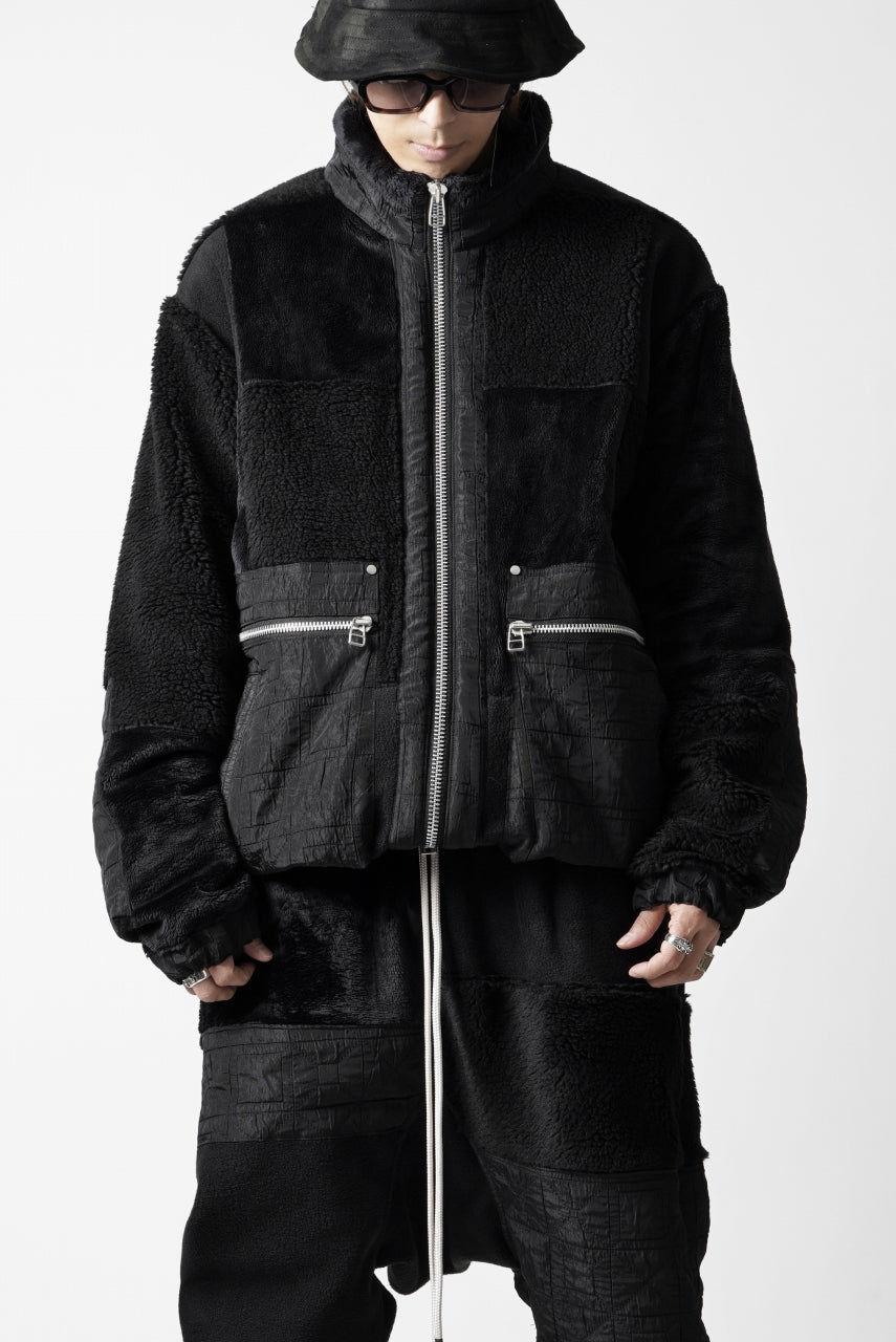 Load image into Gallery viewer, A.F ARTEFACT MULTI PANELED FLEECE TRACK JACKET (BLACK)