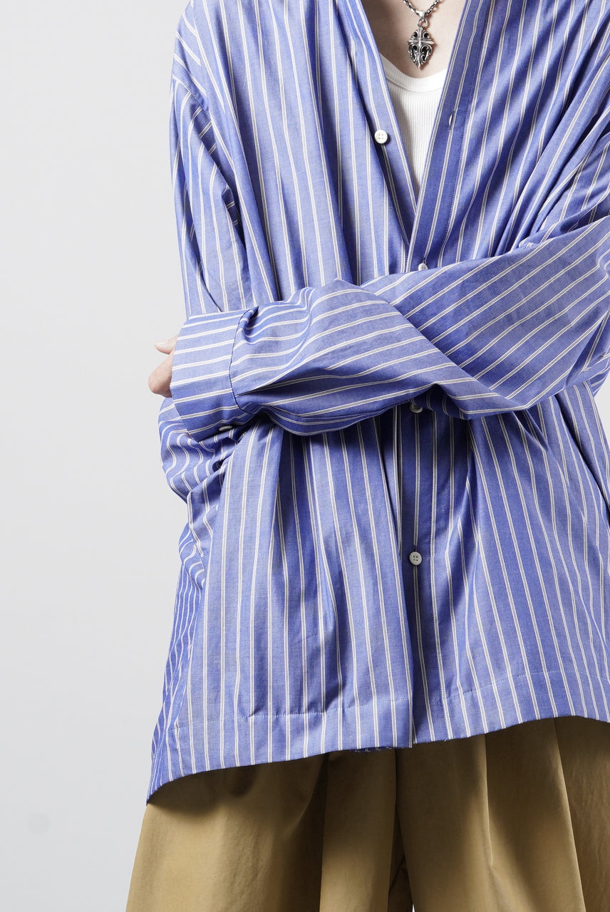 Load image into Gallery viewer, 【SAMPLE】A.F ARTEFACT LOOSE OVER SHIRT / STRIPE COTTON POPLIN (BLUE)