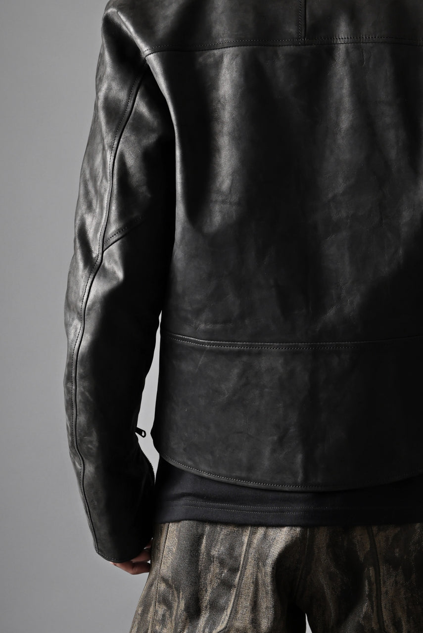 ierib Detachable Front Panel Jacket / Shiny Nubuck Horse (BLACK)