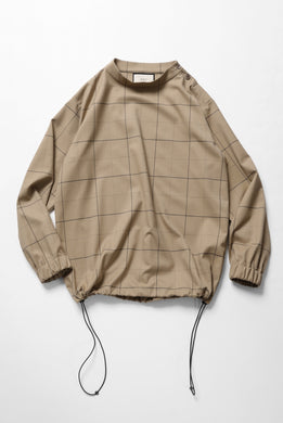 N/07 exclusive MOCK NECK PULLOVER SHIRT / WINDOWPANE CHECK TR TWILL (BEIGE)