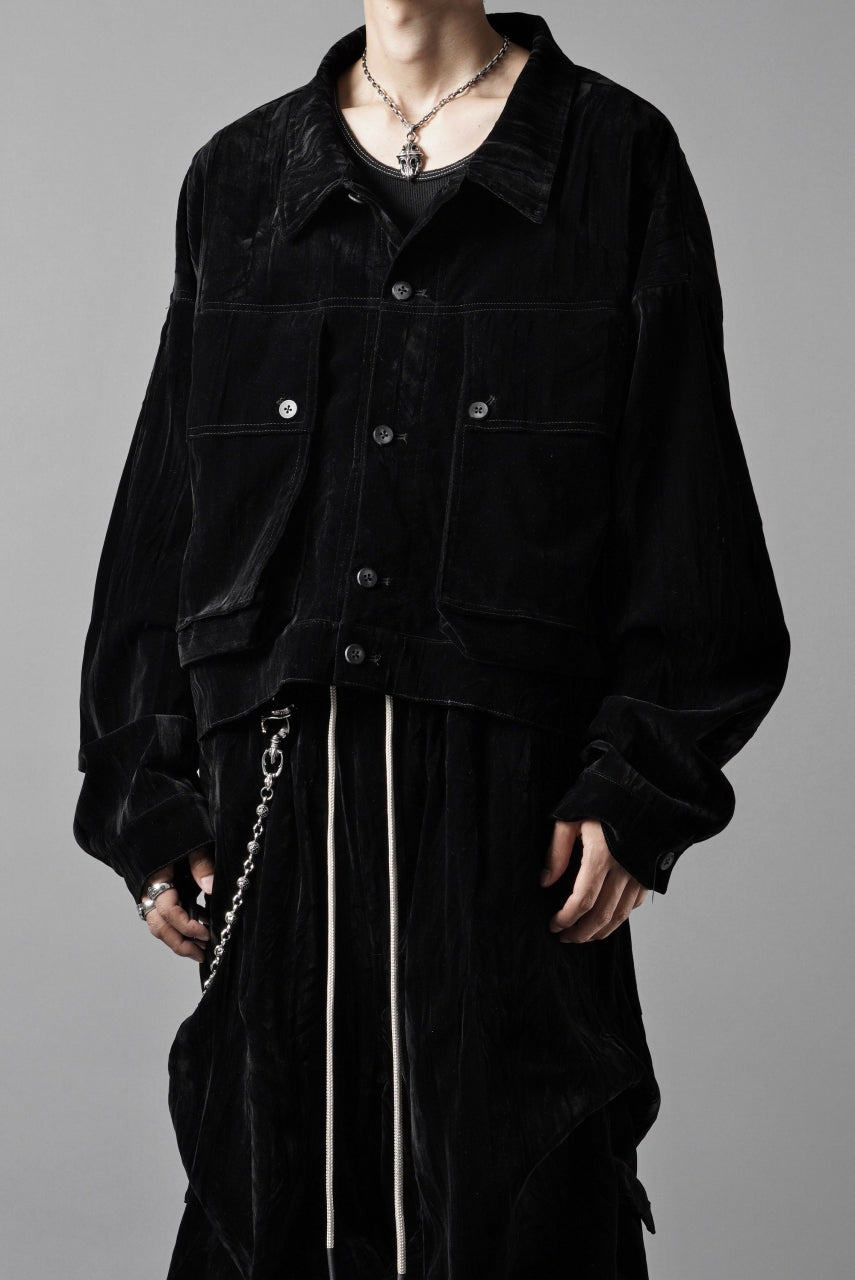 画像をギャラリービューアに読み込む, A.F ARTEFACT BIG POCKET SHORT BLOUSON / WASHER VELOR (BLACK)