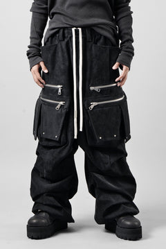 Load image into Gallery viewer, A.F ARTEFACT MULTI FLAP WIDE PANTS / WILD VEGAN LEATHER (BLACK)