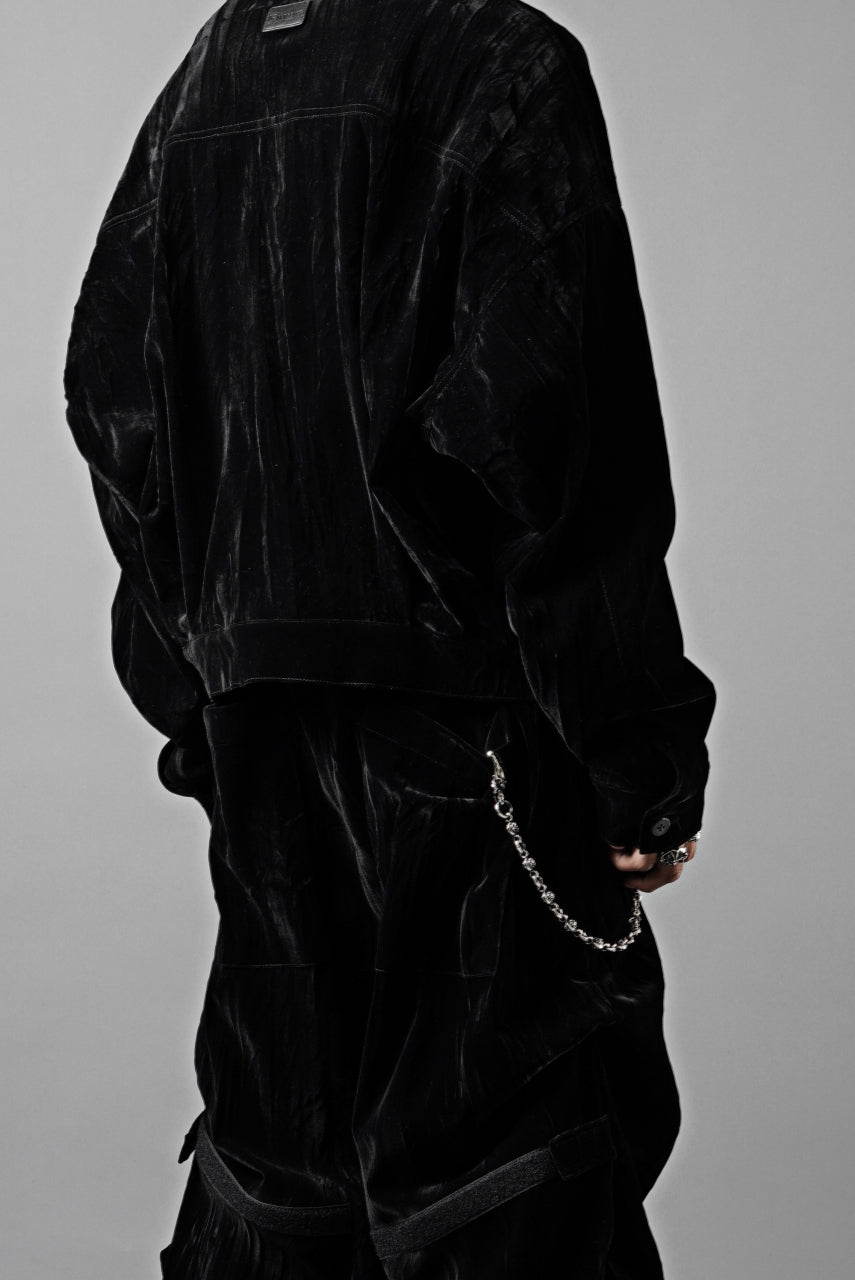 画像をギャラリービューアに読み込む, A.F ARTEFACT BIG POCKET SHORT BLOUSON / WASHER VELOR (BLACK)